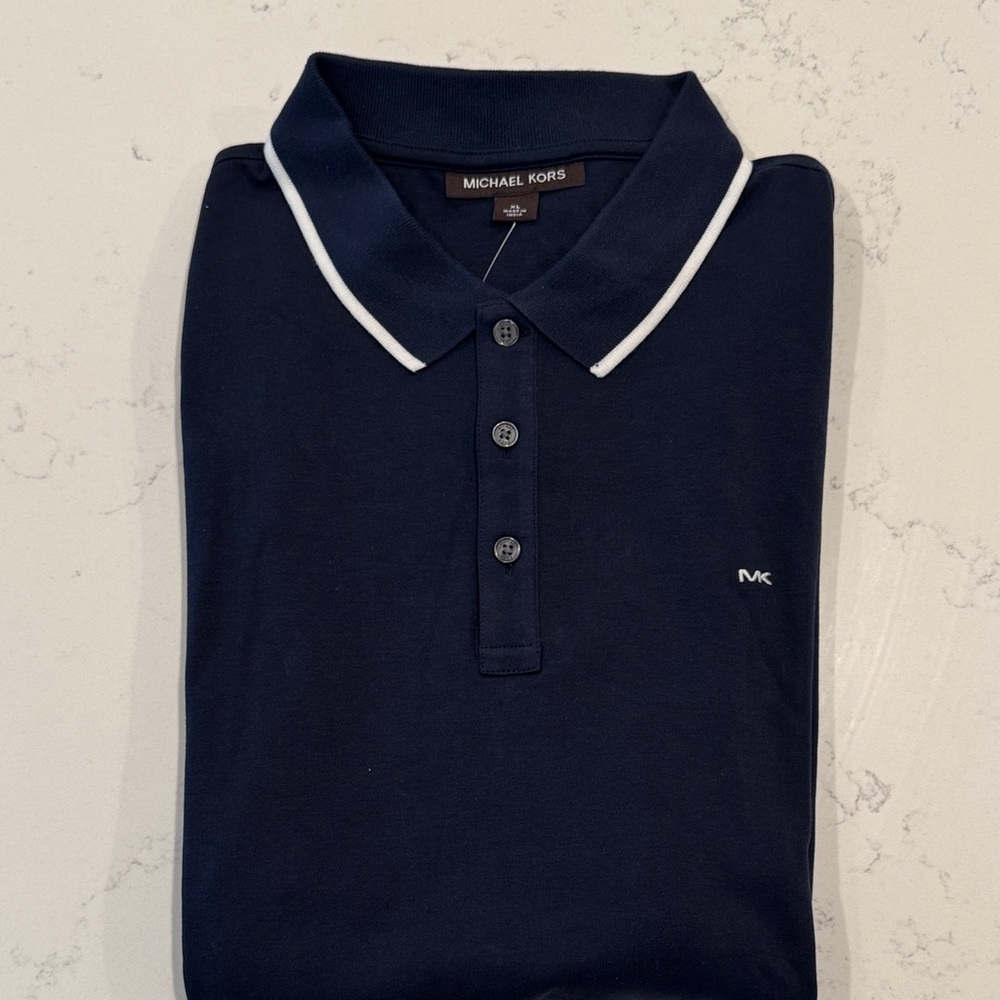Michael Kors Navy Polo with White Details